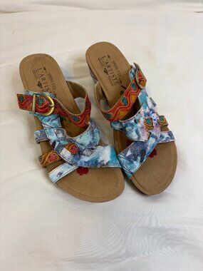 L'Artiste by Spring Step Baocire Multicolor Leather Wedge Sandals